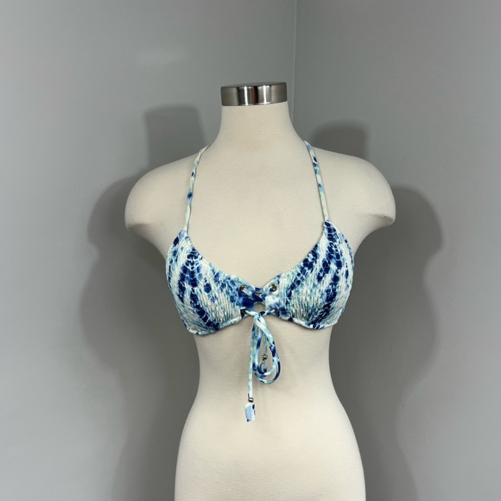 VS Blue Smocked Bikini Top